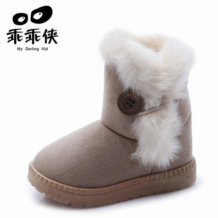 2017 Winter Children Boots Bailey Button Thick Warm Shoes Plush Suede Boys Girls Snow Boots Kids Boots Australia Shoes Baby Shoe Obsidian Water Walking Boots