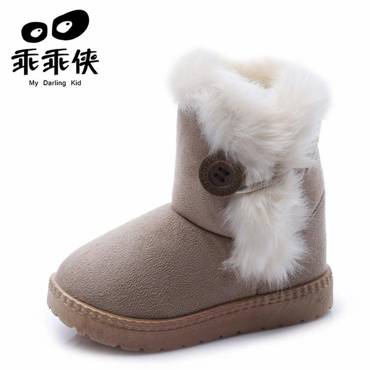 2017 Winter Children Boots Bailey Button Thick Warm Shoes Plush Suede Boys Girls Snow Boots Kids Boots Australia Shoes Baby Shoe