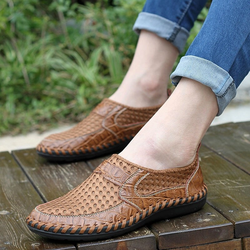 2019 Men shoes breathable genuine leather casual shoes men brand soft Academia Loafers