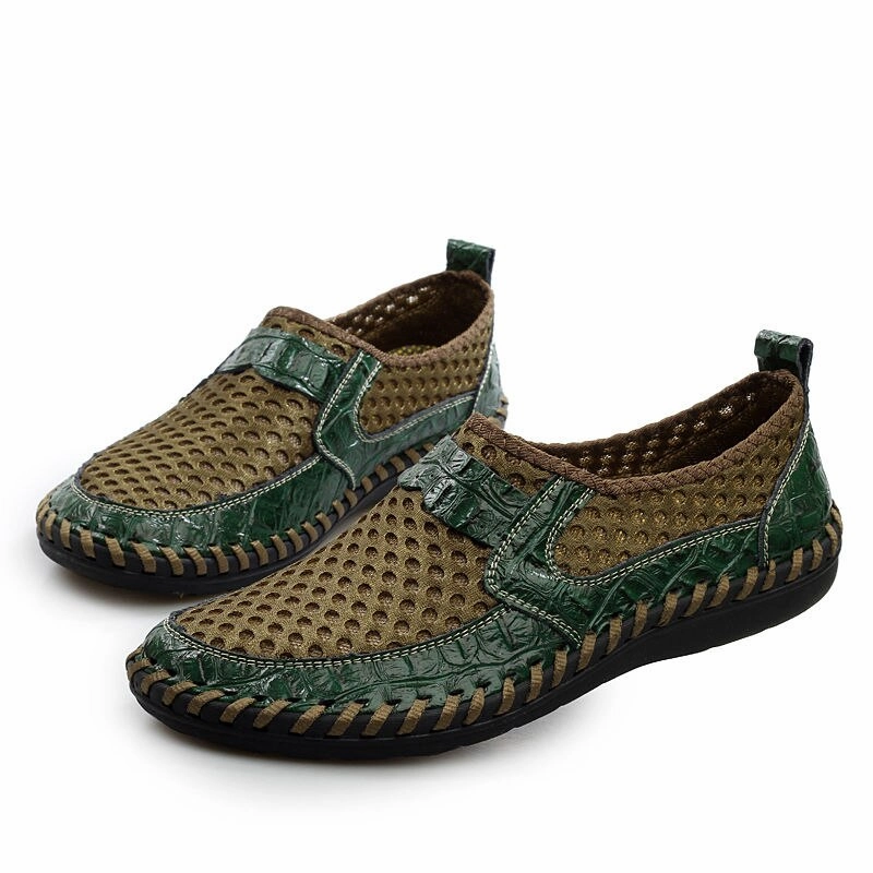 2019 Men shoes breathable genuine leather casual shoes men brand soft Leopard Print Loafers