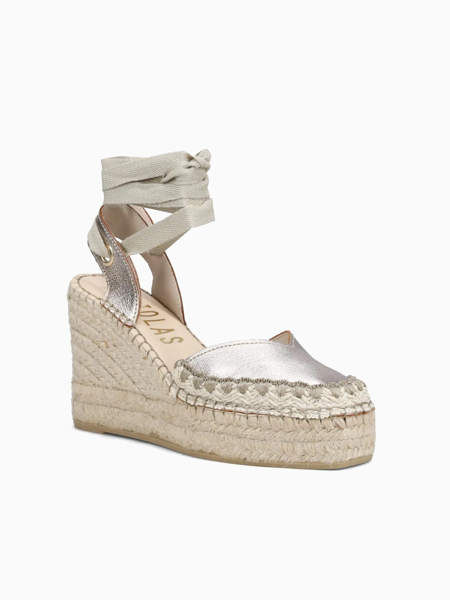 236510 Platino Laminado Piel Vigatane Espadrille