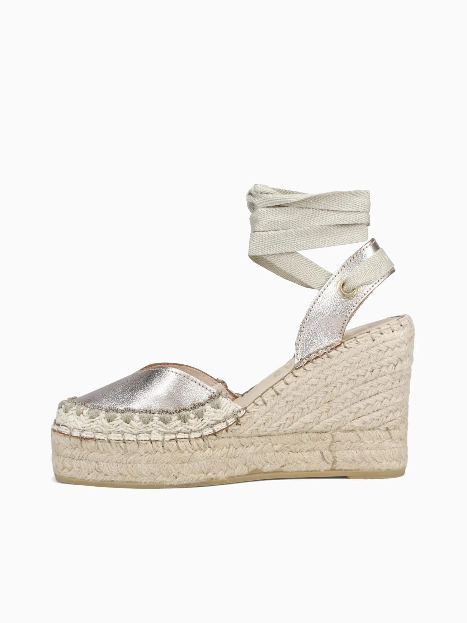 236510 Platino Laminado Piel Gucci Matelasse Espadrille