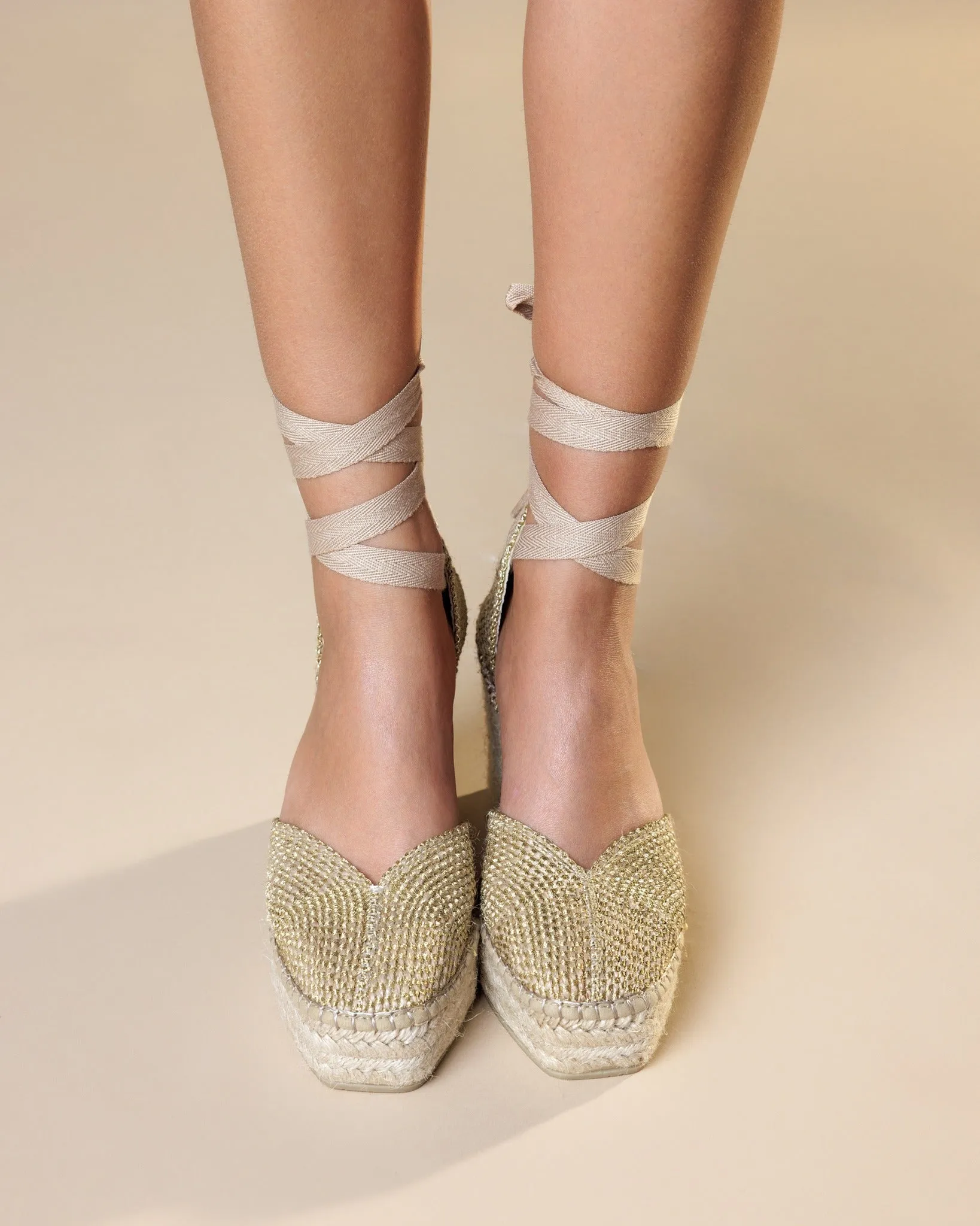 Espadrilles à Talons Compensés 260026 Oro Lurex