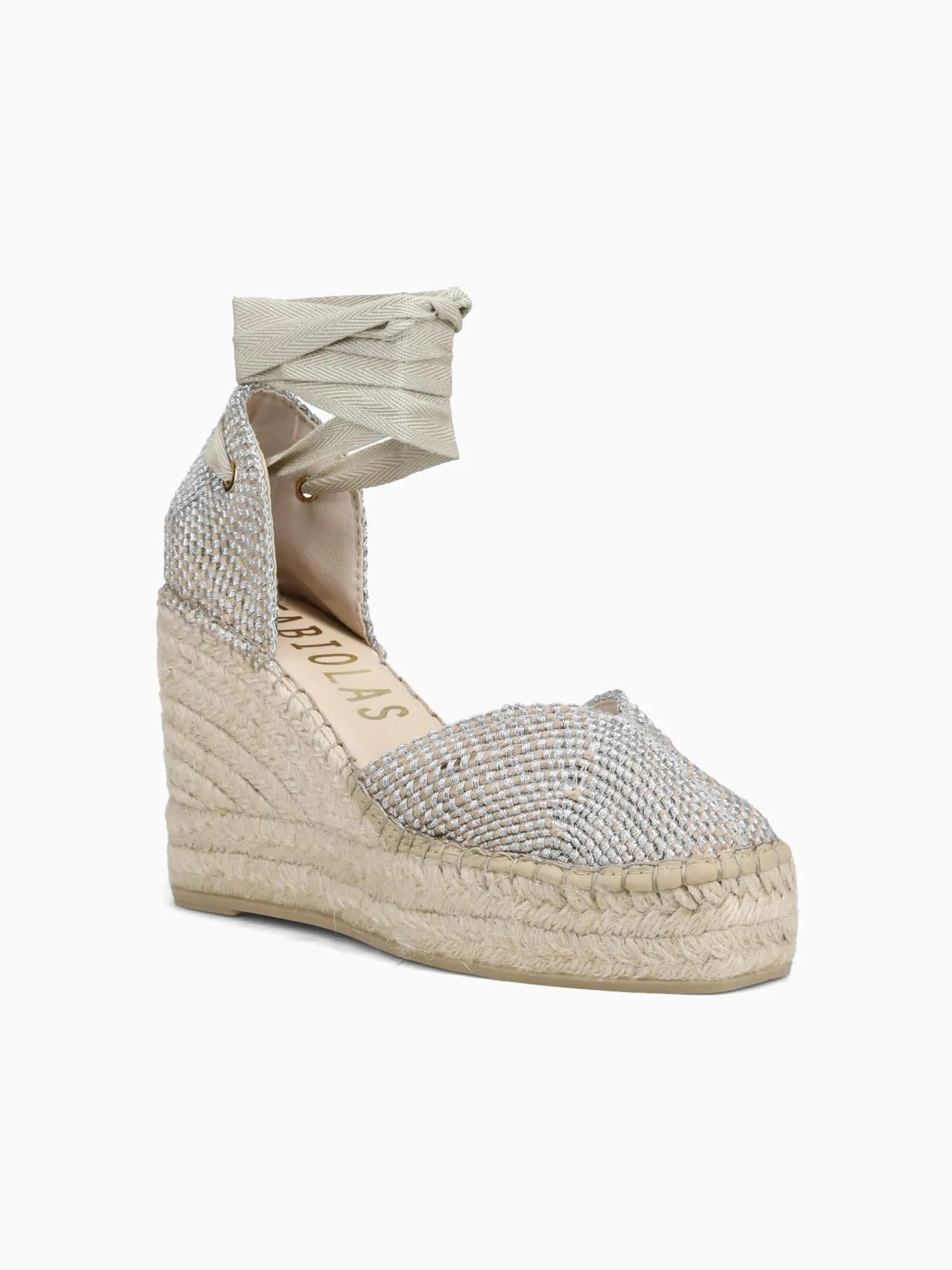 260026 Plata Lurex Fendi Wedge Espadrilles