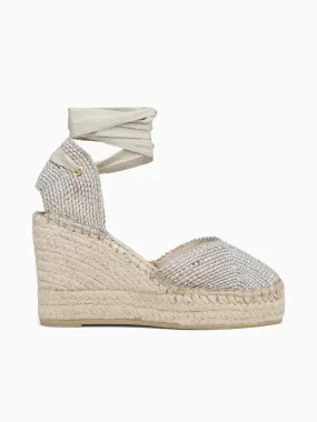 260026 Plata Lurex Espadrille Wedge Closed Toe Shoes