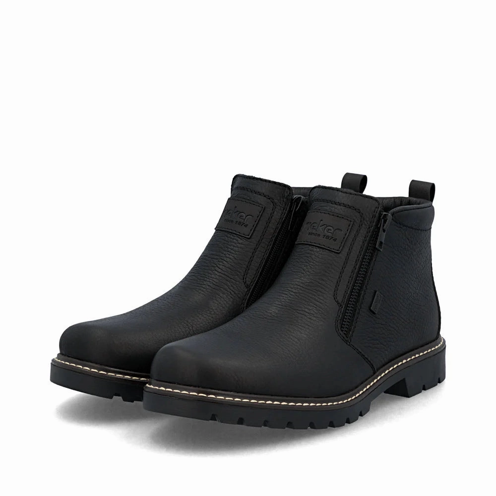 39871-00 Black Double Side Zip RTex Junction Ankle Boots