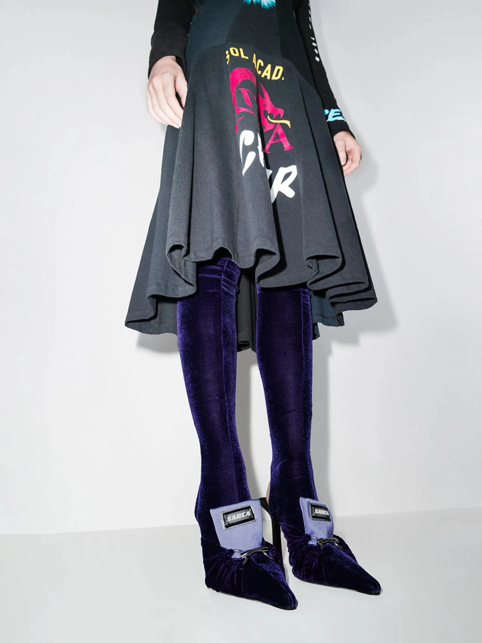 Flowered Ankle Boots 95mm pointed toe knee-high boots