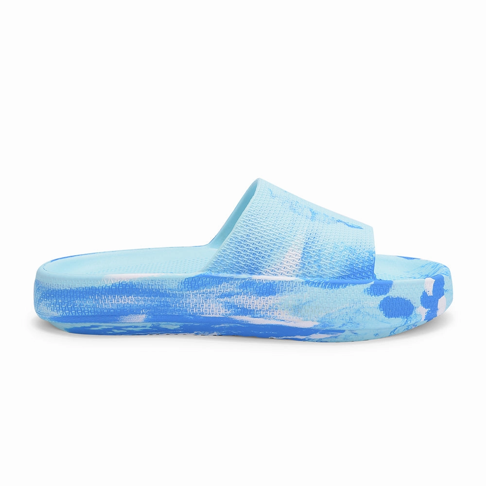 Fancy Slides A-HA Casual Blue Slides For Women COMFYWALK5 By Liberty