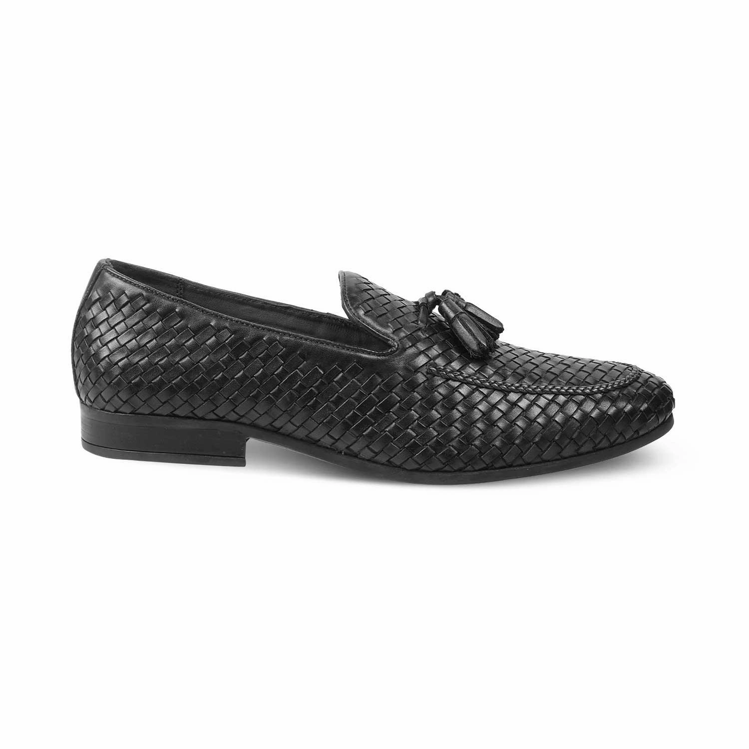 The Wove New Black Men's Leather Tassel Loafers Tresmode Loafers With Black Jeans