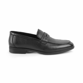 Picture Of Penny Loafers Tresmode Yesi Black Men's Leather Penny Loafers