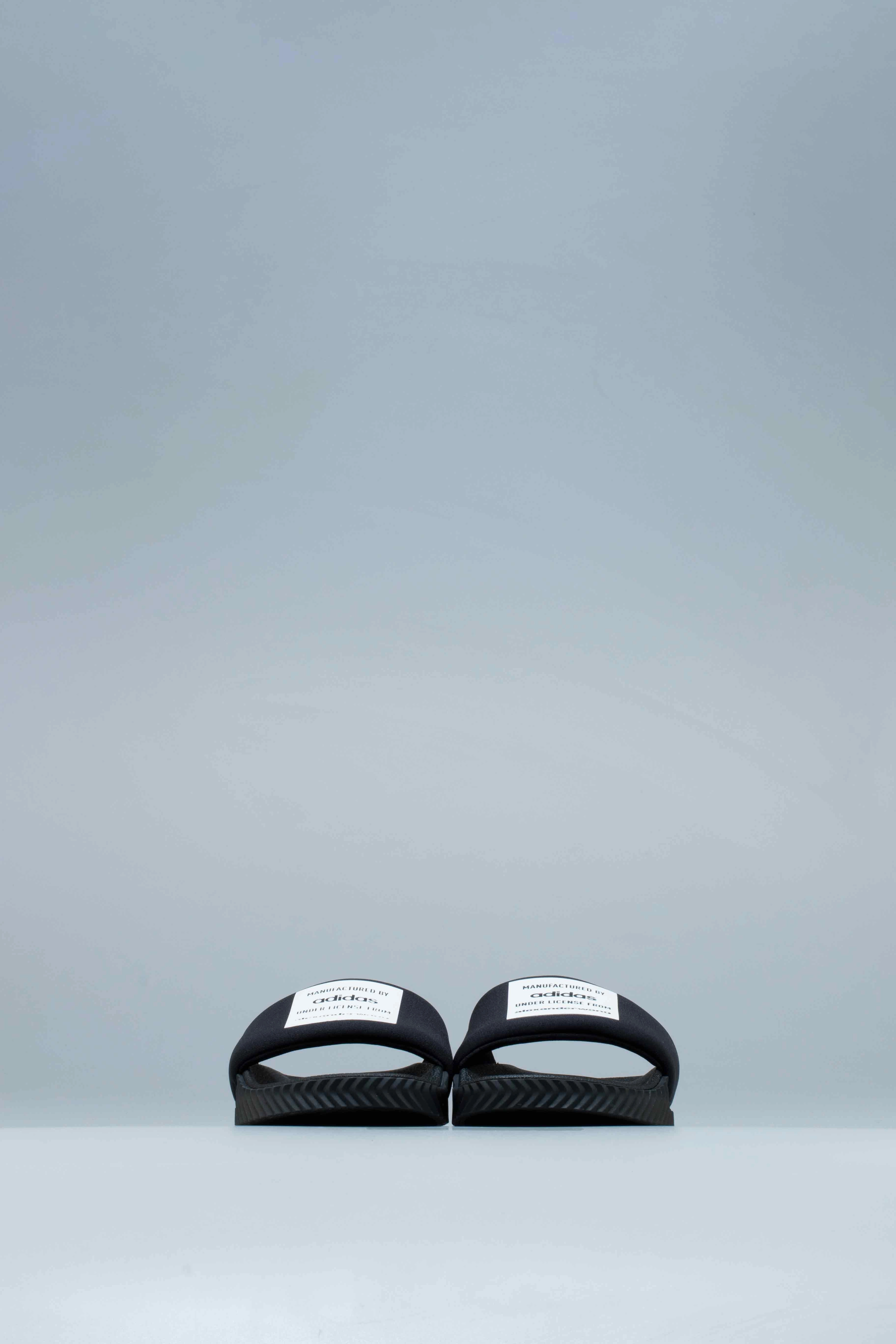 adidas by Alexander Wang Black Adilette Lycra Men Slides - Black /White Madrid Big Buckle Slide Sandal