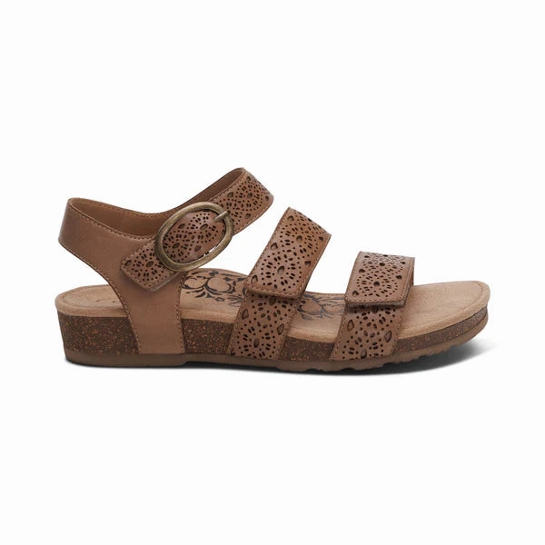 Aetrex Women's Lilly Cutout Taupe Birken Stock Premium Sandals