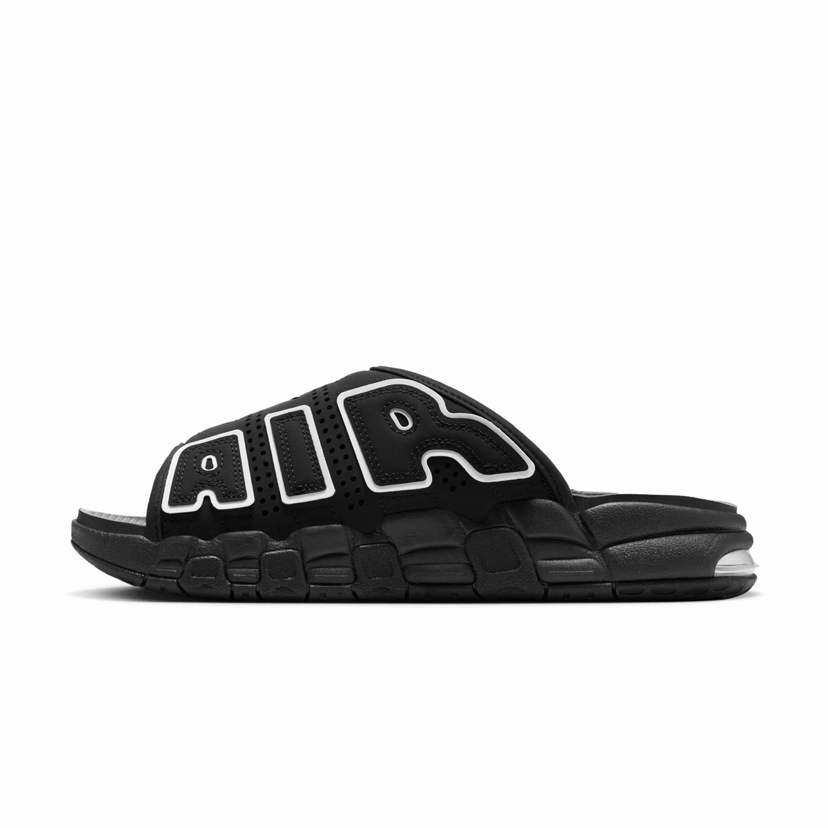Air More Uptempo Slide 'Black' Cowhide Slippers