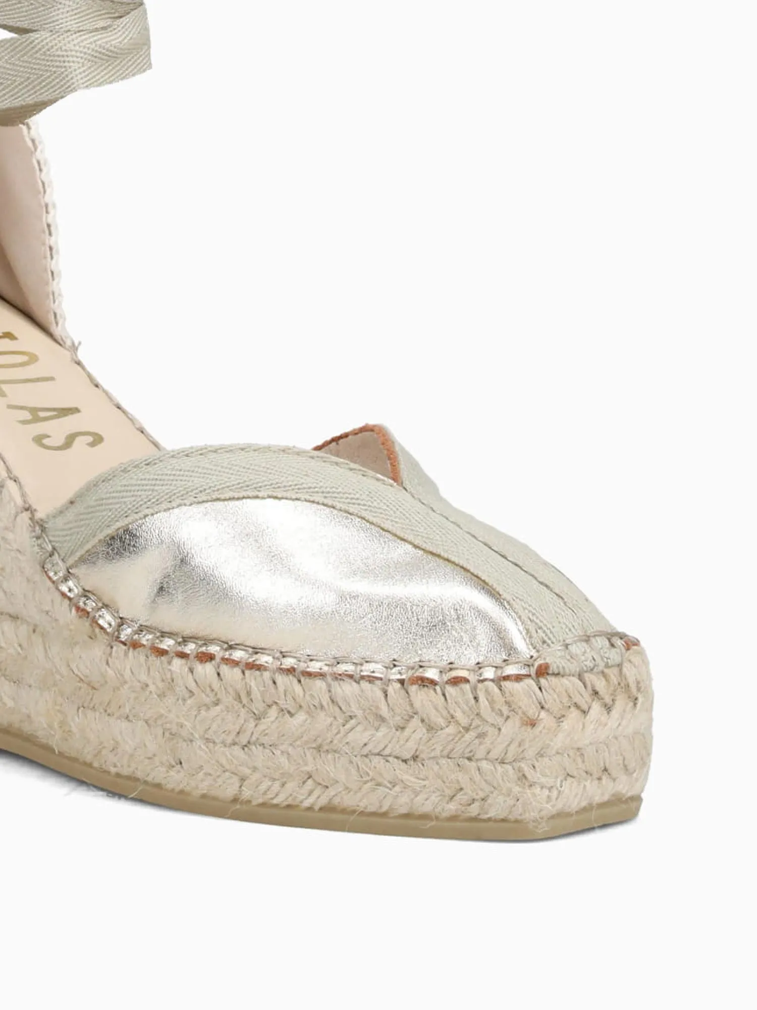 Tory Burch Crisscross Espadrille Slide 270500 Platino Laminado Piel