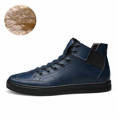 Southtown Ankle Boots JUNJARM Hight Quality 100% Genuine Leather Men Ankle Boots Italian Real Leather Men Boots Black Men Winter Shoes With Fur