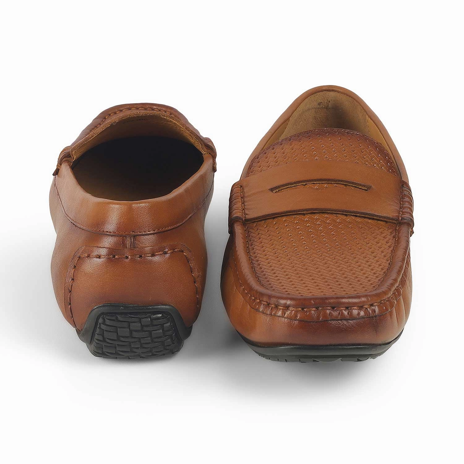 Tresmode Ric Tan Men's Leather Penny Loafers Rose Gold Loafers