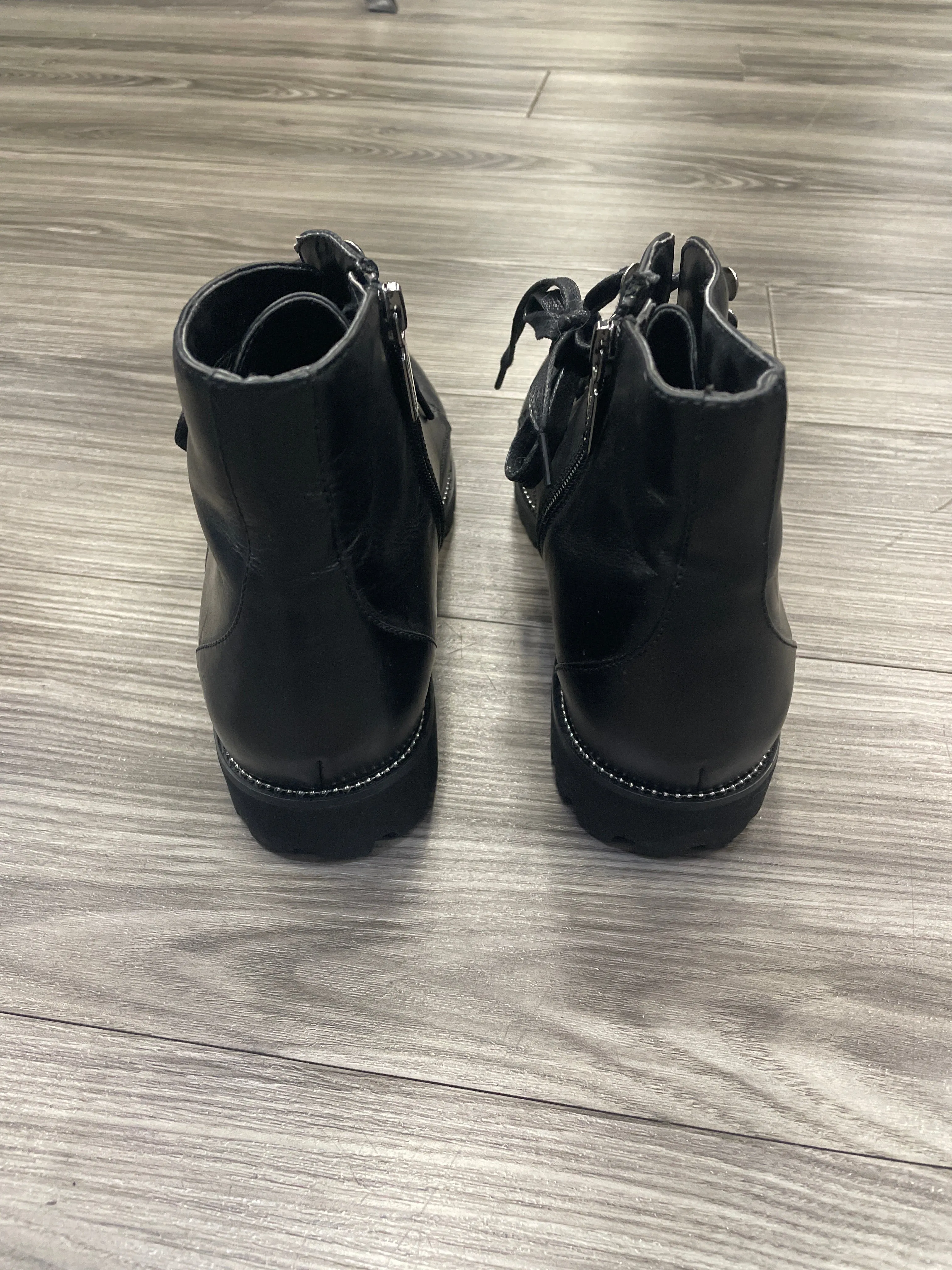 Mallory Shearling-lined Leather Combat Boots Boots Combat By Blondo In Black, Size: 8.5