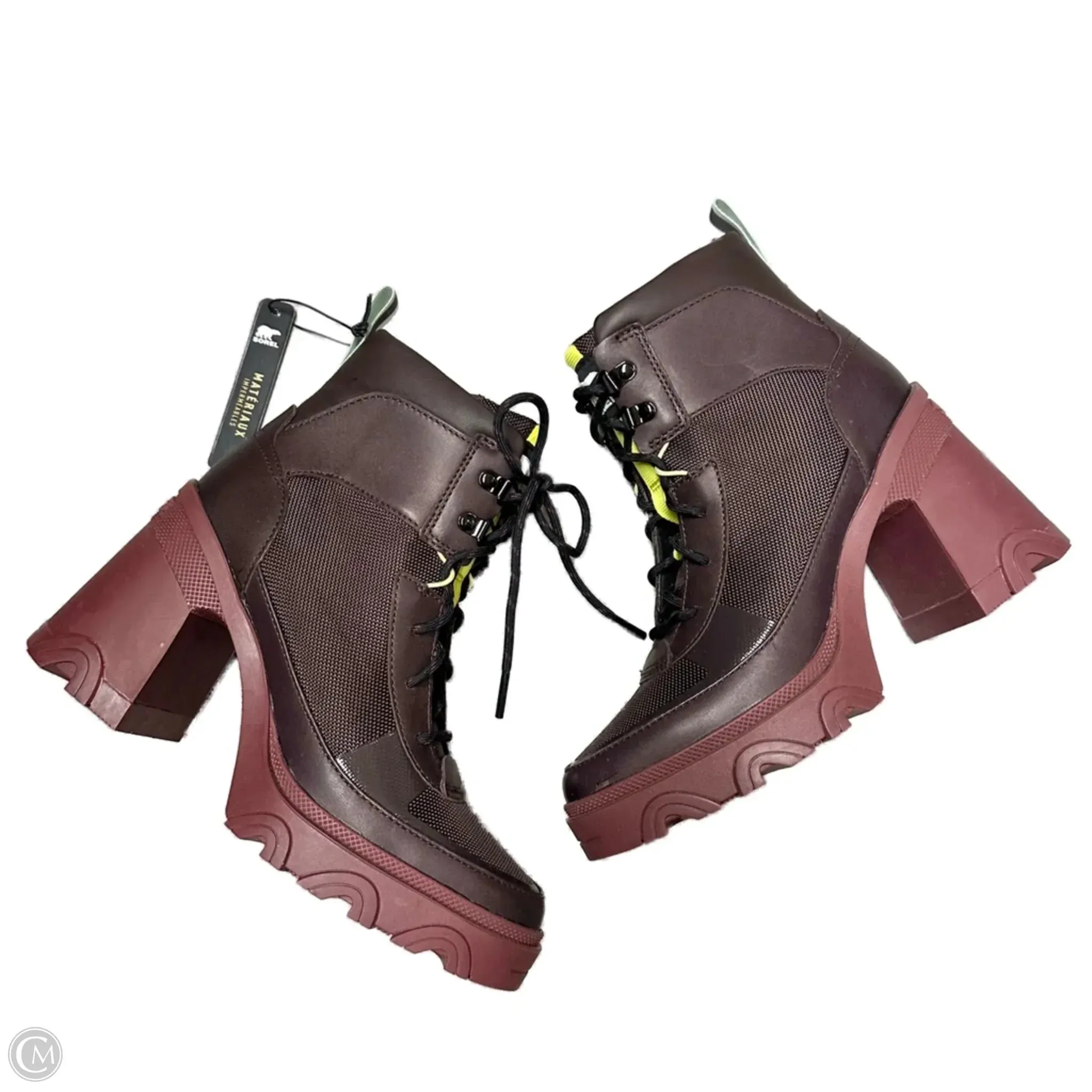 Off Broadway Shoes Combat Boots Boots Combat By Sorel In Maroon, Size: 6.5