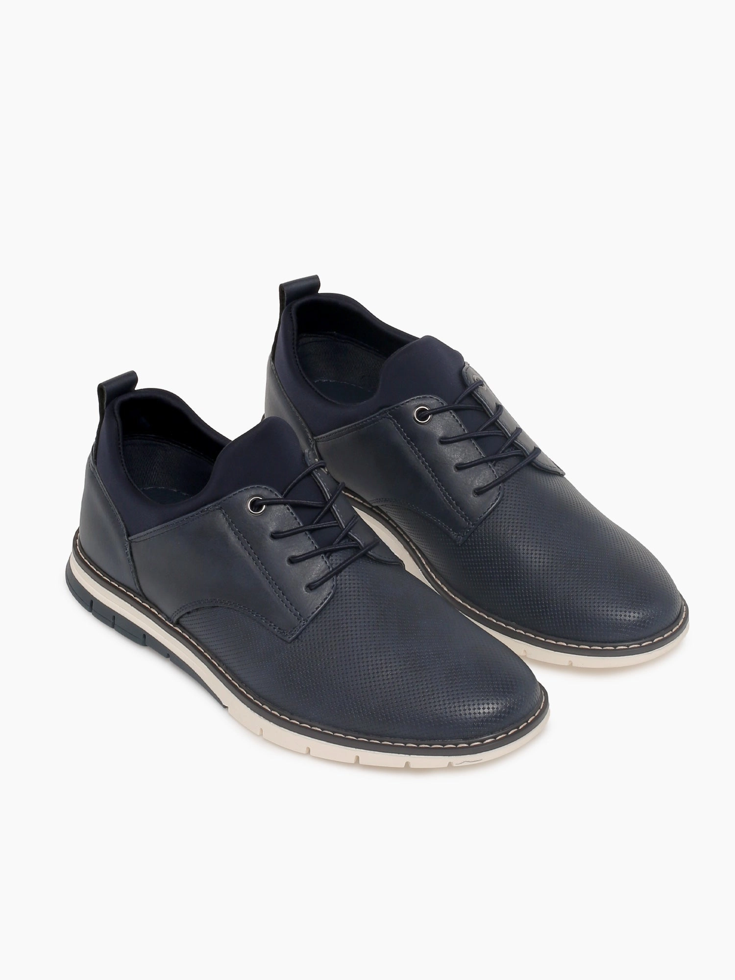 Rodrick Navy Tan nubuck Heeled Oxfords