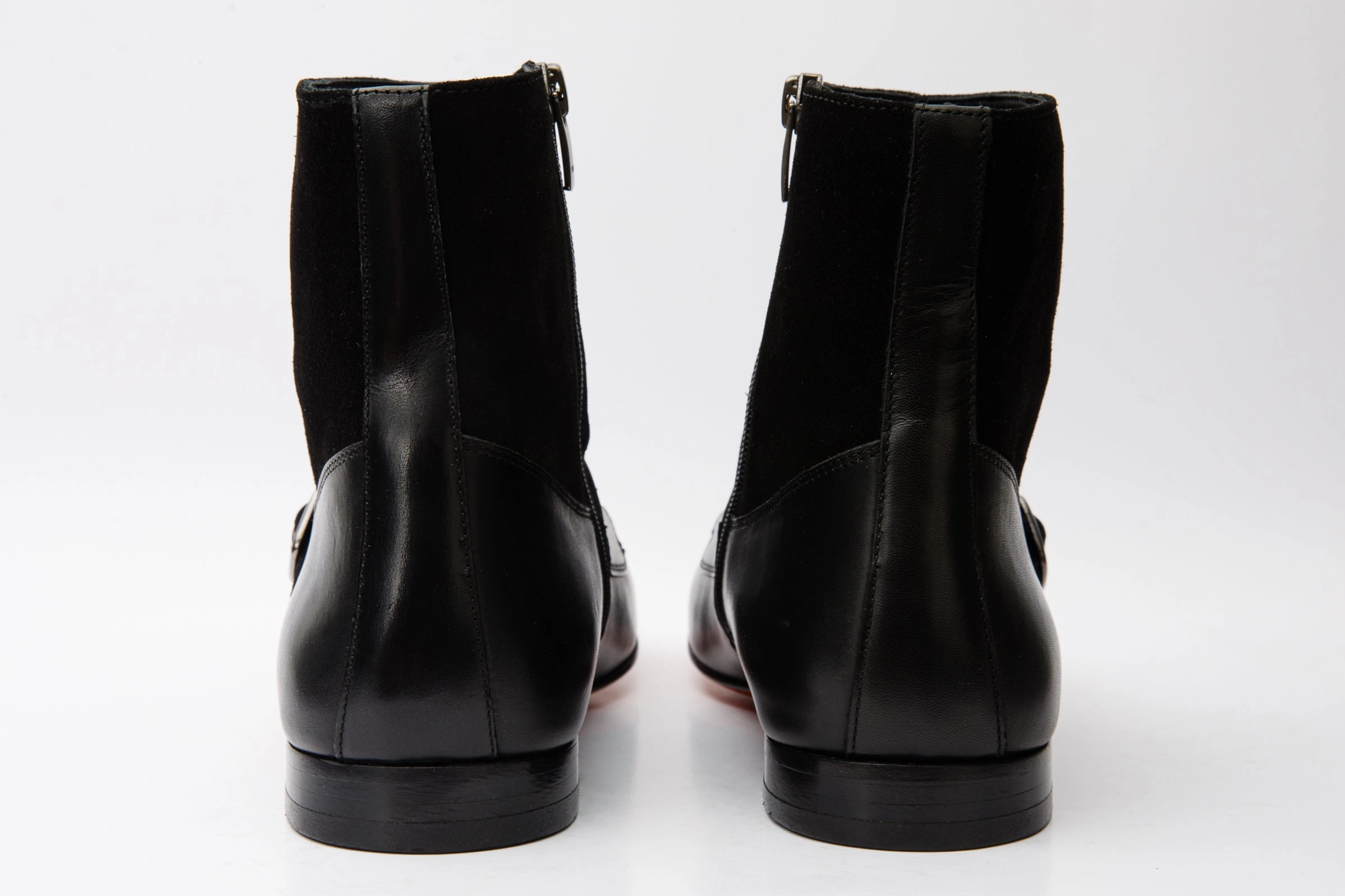 Preston Black Leather & Suede Double Monk Strap Ankle Men Boot Comfiest Ankle Boots