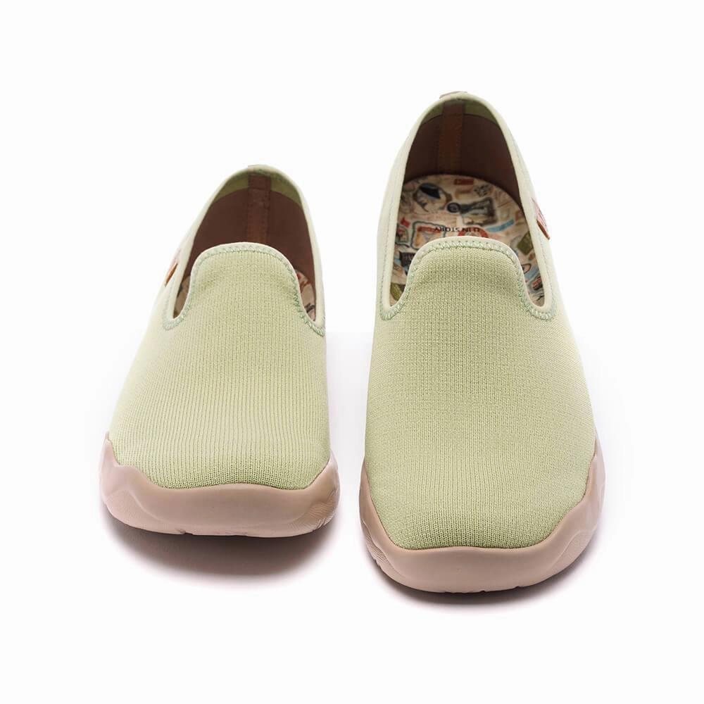 Barcelona Knitted Light Green Leather Lug Sole Loafers