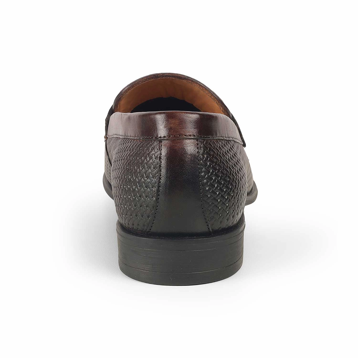 Tresmode Fetch Brown Men's Textured Leather Loafers Suit With Loafers No Socks