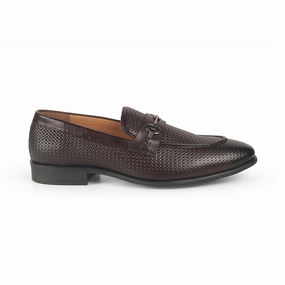 Slip-ons And Loafers Tresmode Fetch Brown Men's Textured Leather Loafers