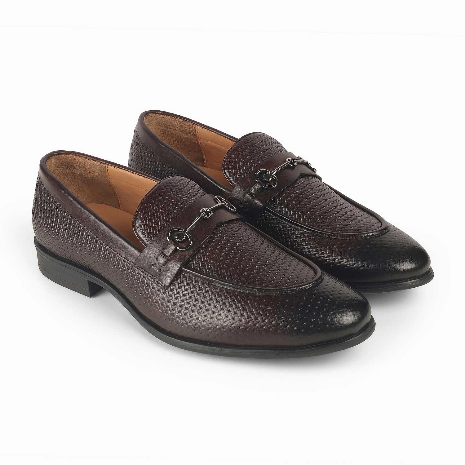 Jeans And Penny Loafers Tresmode Fetch Brown Men's Textured Leather Loafers