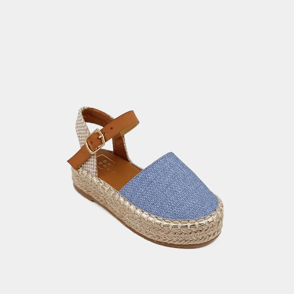 ALYSSA TODDLERS Roses Canvas V Cut Espadrille Wedges