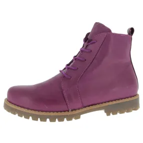 Andrea Conti Naughty Plum Leather Boot (Women's) Back Zip Combat Boots