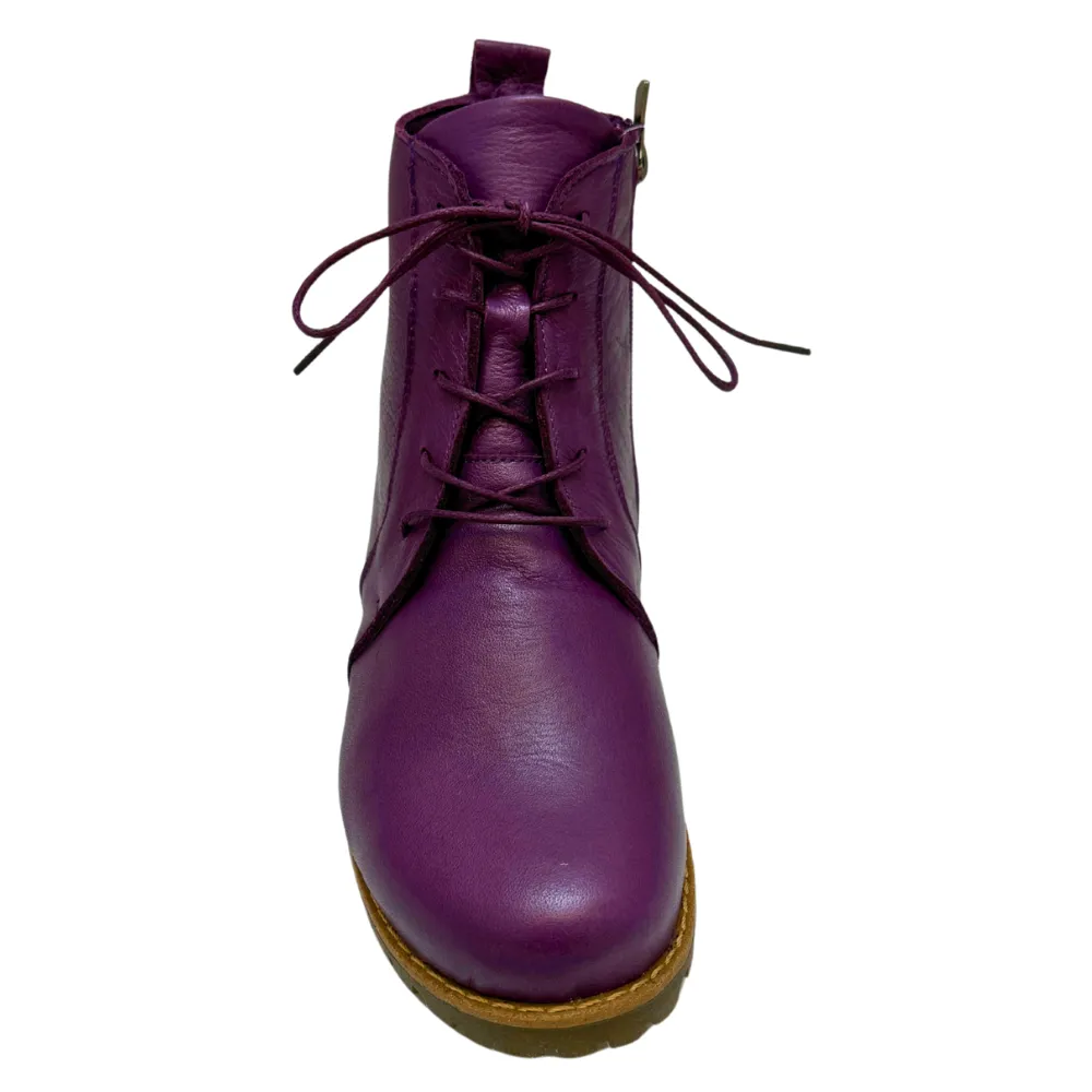 Combat Boots Short Legs Andrea Conti Naughty Plum Leather Boot (Women's)