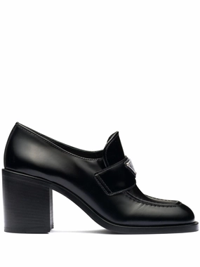 block-heel brushed-leather loafers Steve Madden Penny Loafers