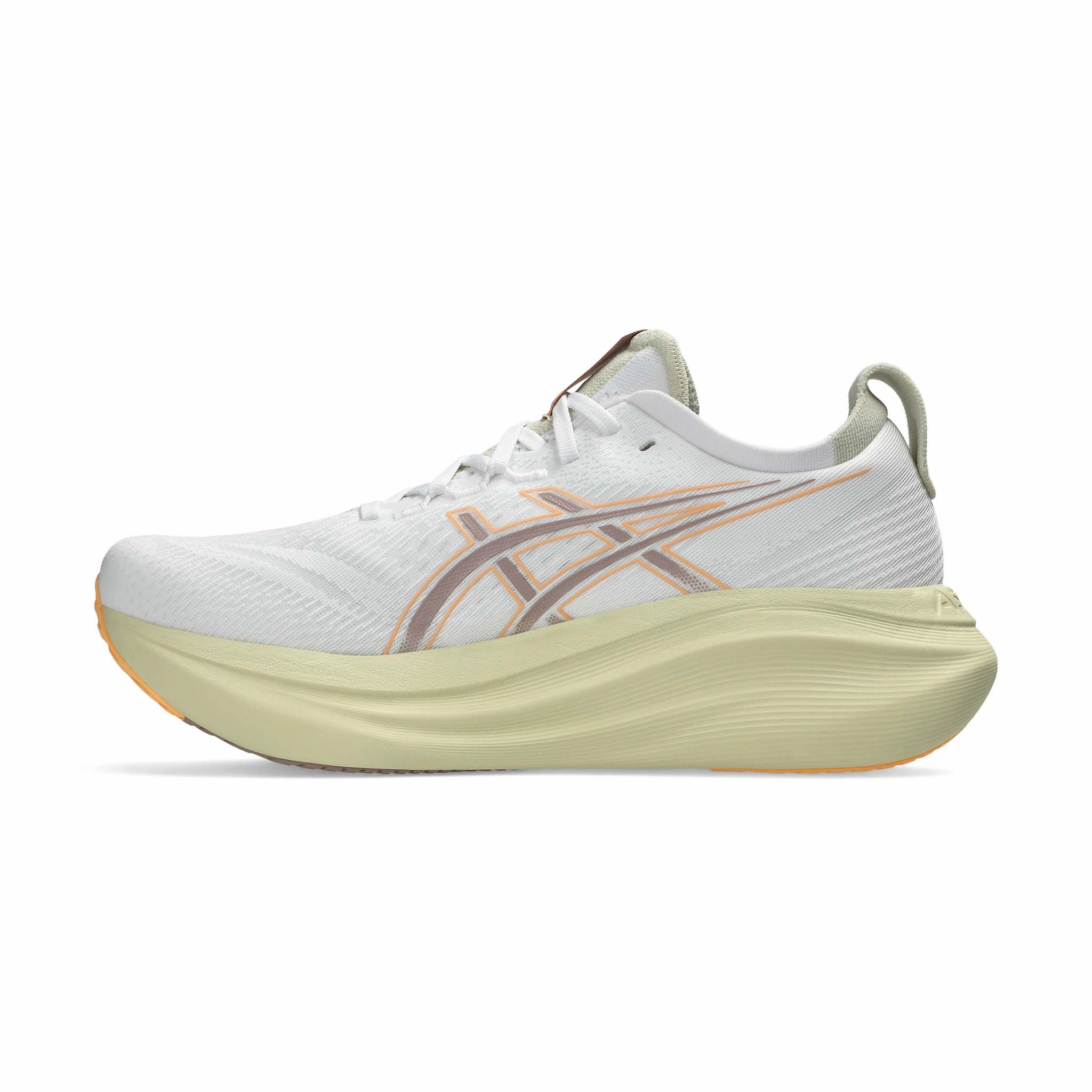 Asics Race Running Shoes ASICS | Men's Gel-Nimbus 27 Running Shoes - White/Fawn