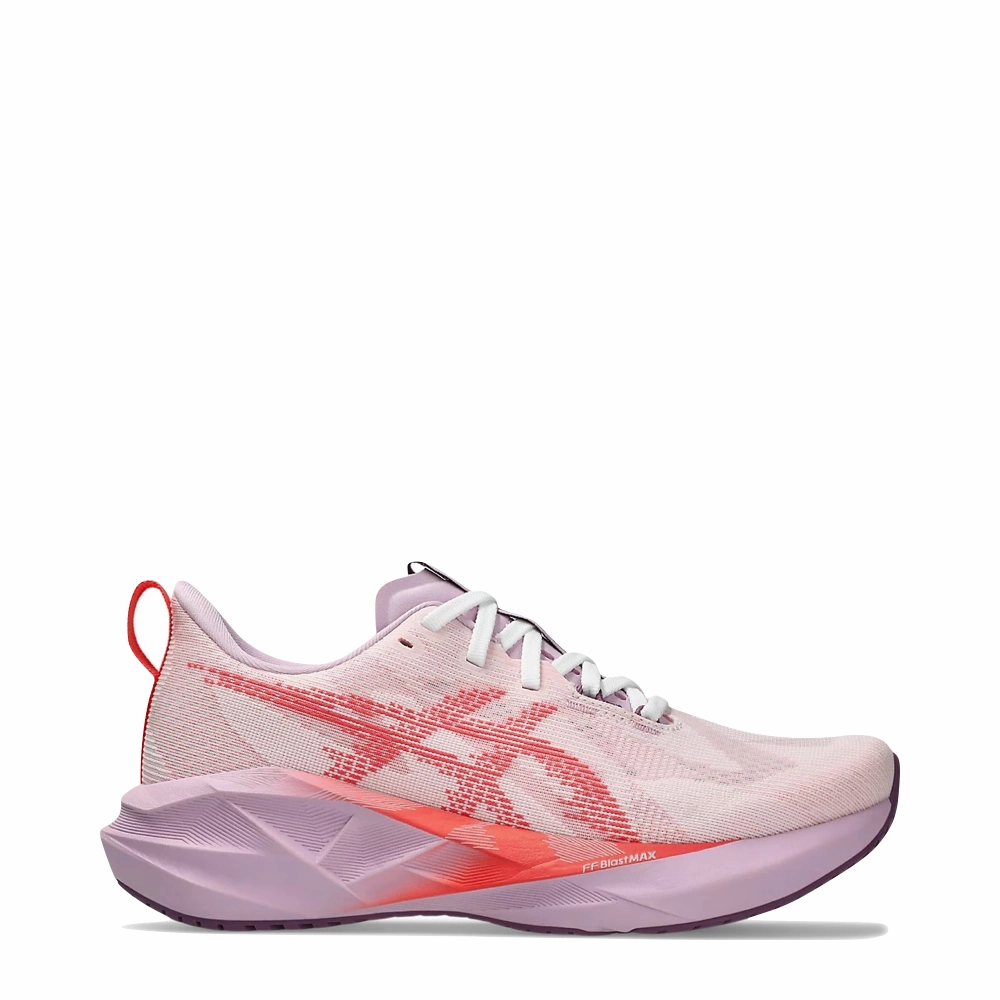 Asics Women's Novablast 5 Sneaker in White/Coral Asics Gel Dedicate Tennis Shoes