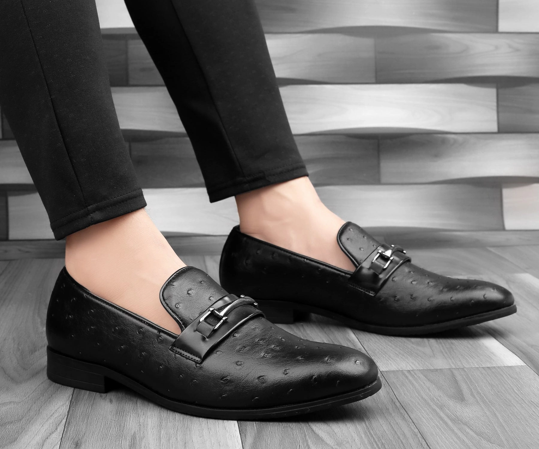 Bacca Bucci OSTRICH Party Textured Loafers | Wedding Dress Formal Slip-on Shoes Vagabond Loafers Kenova