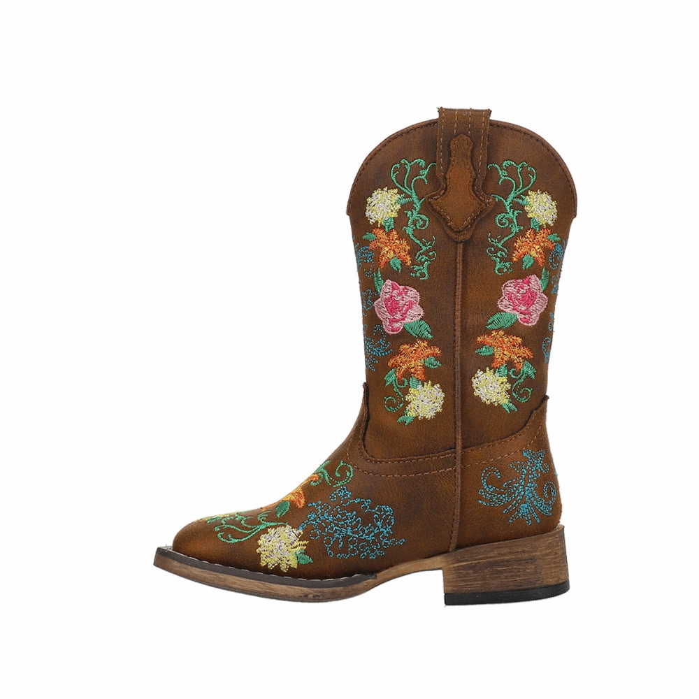 Bailey Floral Square Toe Cowboy Boots (Little Kid-Big Kid) Waterproof Cowboy Boots