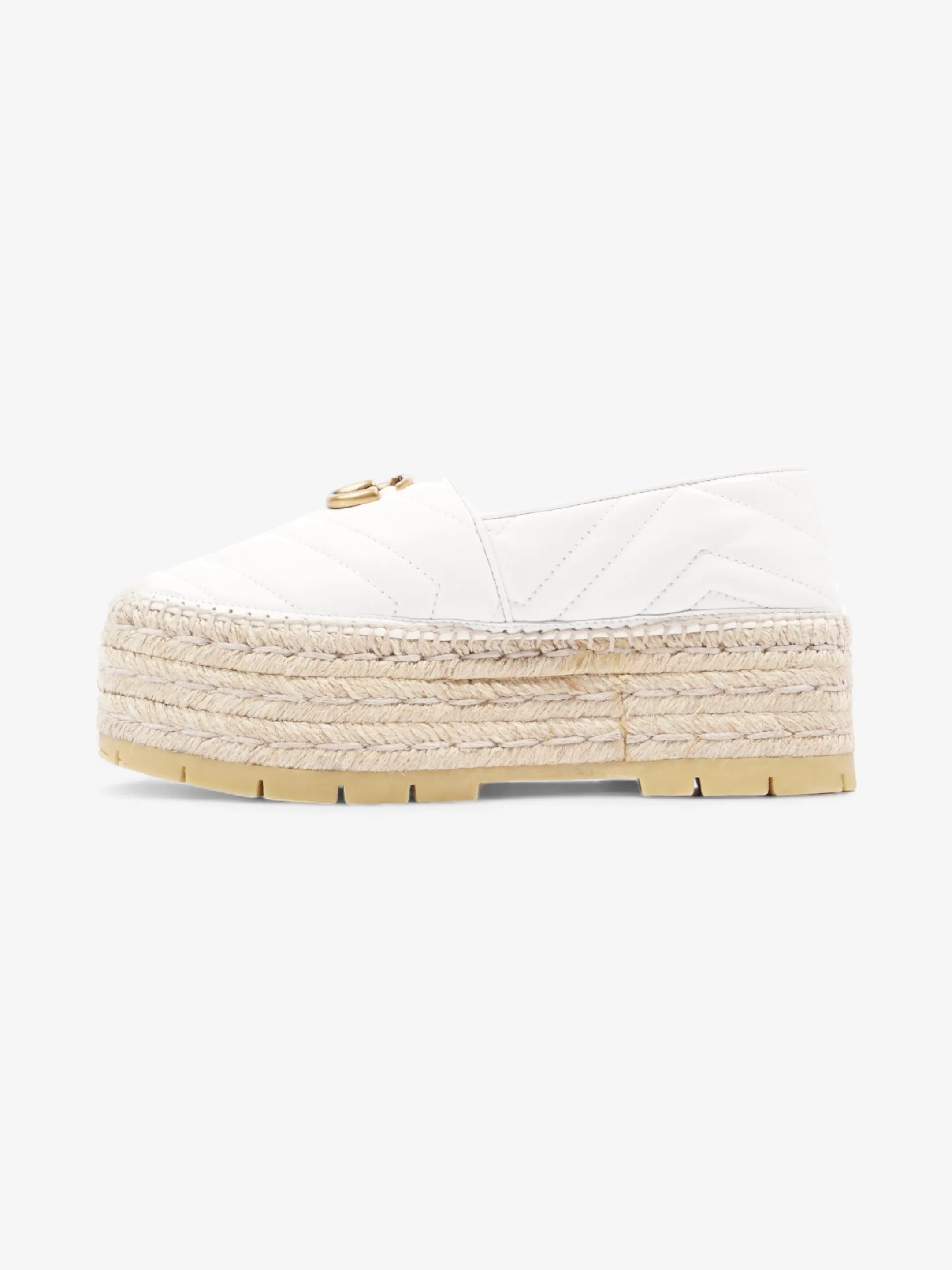 Bottega Veneta Espadrilles Gucci GG Marmont Platform Espadrille White / Gold Nappa Leather EU 36.5 UK 3.5