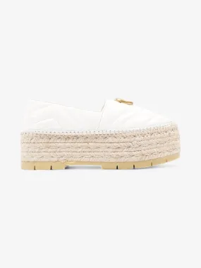 Gucci GG Marmont Platform Espadrille White / Gold Nappa Leather EU 36.5 UK 3.5 Espadrilles Sacha