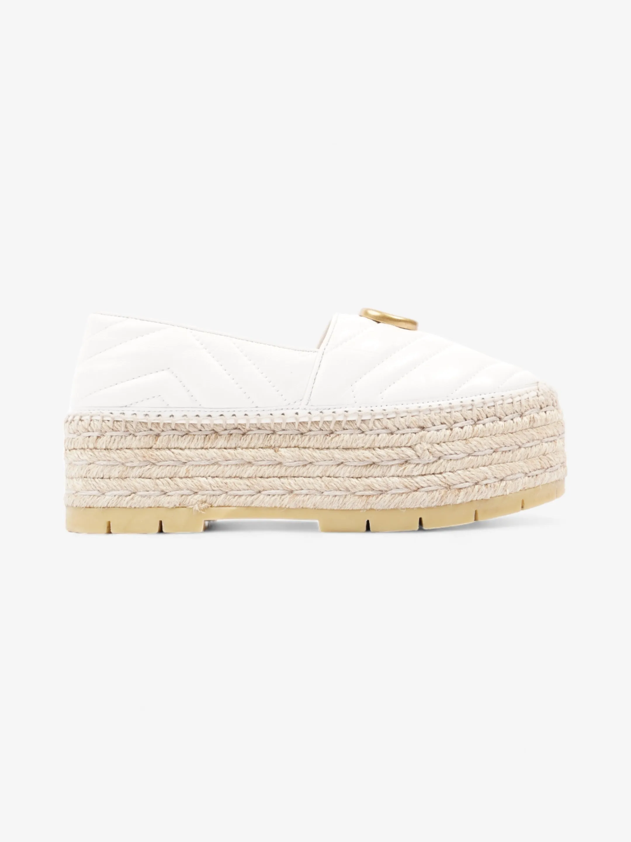 Chanel Espadrilles Run Small Gucci GG Marmont Platform Espadrille White / Gold Nappa Leather EU 36.5 UK 3.5