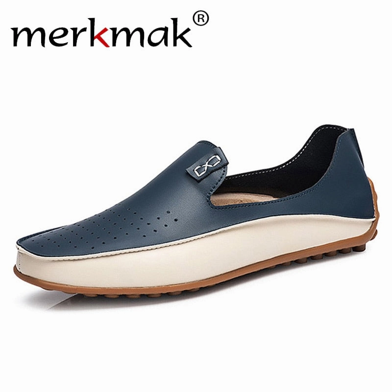Big Size 38-47 Men Loafers Comfortable Men's Flats Top Quality Luxury Brand Leather Mens Shoes Summer Breathable Driving Shoes Shoes Banned