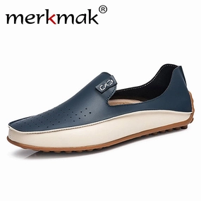 Albany Oregon Big Size 38-47 Men Loafers Comfortable Men's Flats Top Quality Luxury Brand Leather Mens Shoes Summer Breathable Driving Shoes