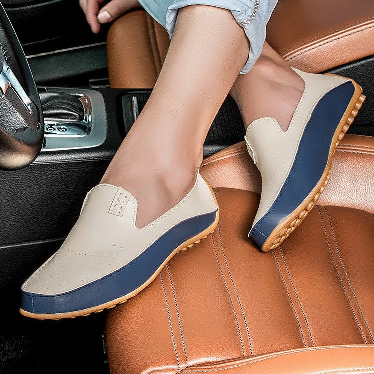 Shoes For Neuropathy Big Size 38-47 Men Loafers Comfortable Men's Flats Top Quality Luxury Brand Leather Mens Shoes Summer Breathable Driving Shoes