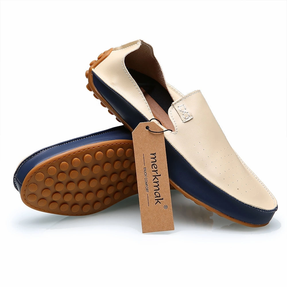 Big Size 38-47 Men Loafers Comfortable Men's Flats Top Quality Luxury Brand Leather Mens Shoes Summer Breathable Driving Shoes Bondi X