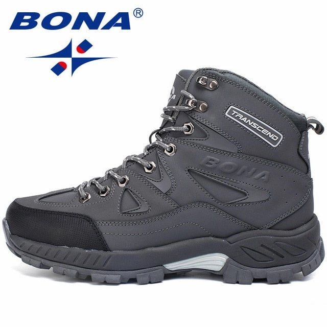 BONA New Arrival Men Hiking Shoes Anti-Slip Outdoor Sport Shoes Walking Trekking Climbing Sneakers Zapatillas Comfortable Boots Hoka 2 Gtx Hiking Boots