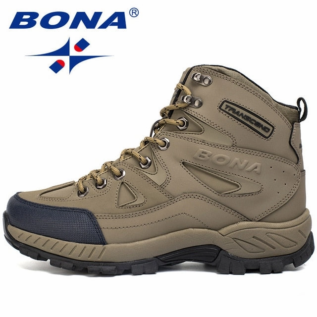 BONA New Arrival Men Hiking Shoes Anti-Slip Outdoor Sport Shoes Walking Trekking Climbing Sneakers Zapatillas Comfortable Boots Newton Ridge Plus Waterproof Hiking Boot