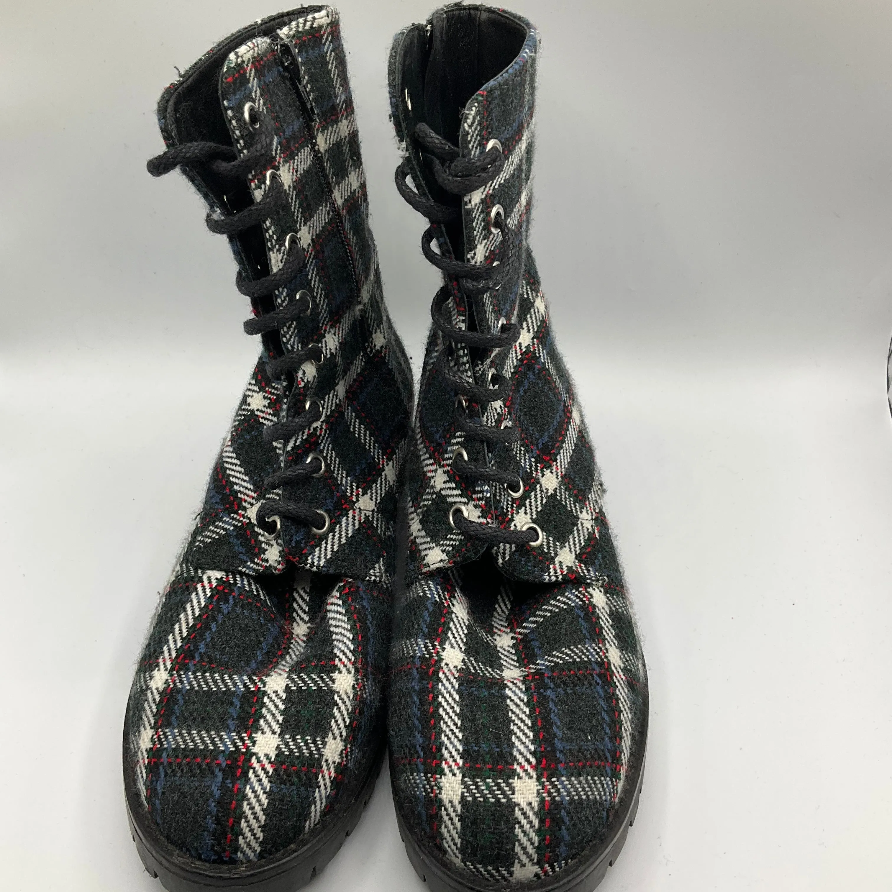 Combat Boots In Summer Boots Combat By Clothes Mentor In Plaid Pattern, Size: 7