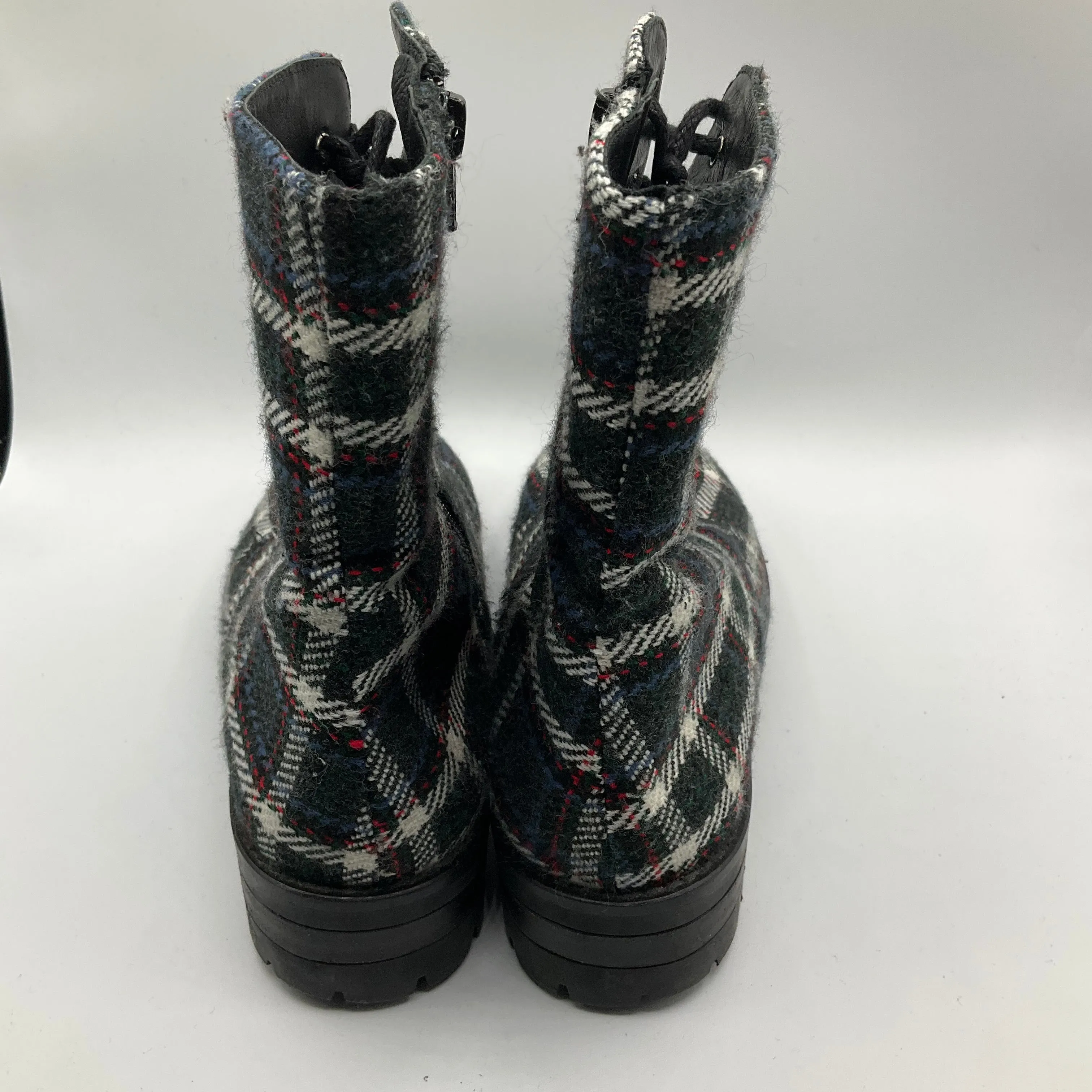 Boots Combat By Clothes Mentor In Plaid Pattern, Size: 7 Lace Up Fashion Combat Boots