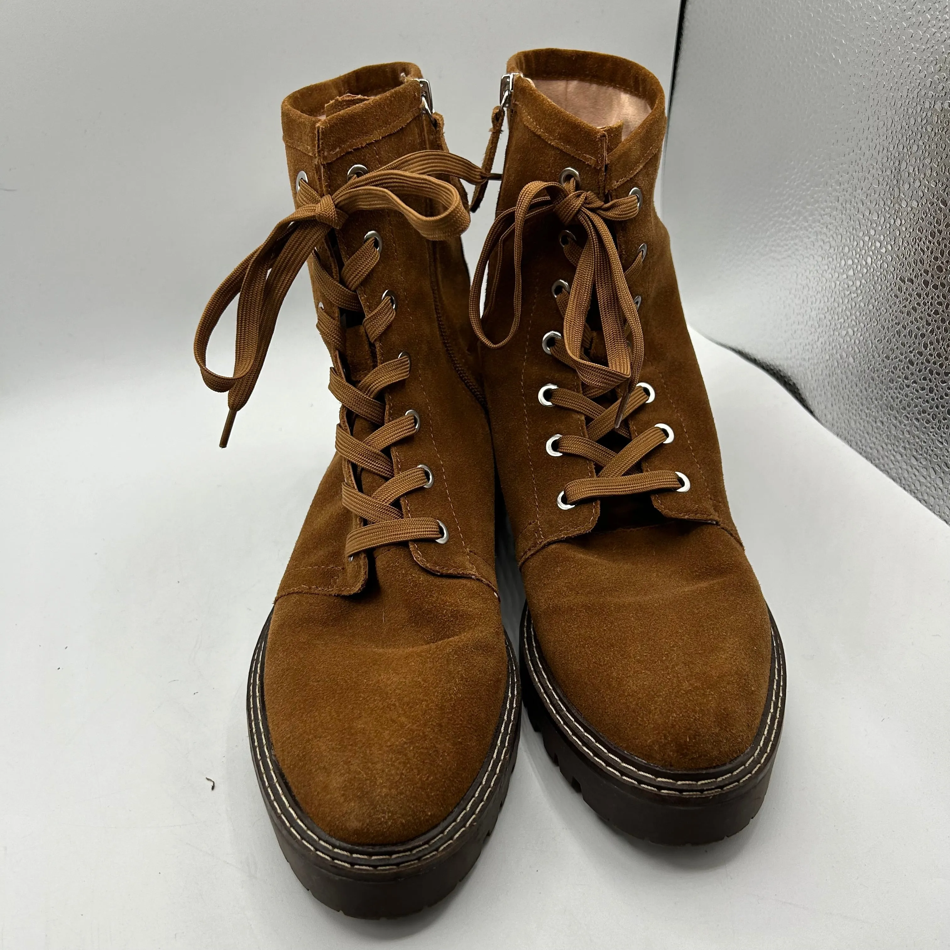 Shin High Combat Boots Boots Combat By Nordstrom In Brown, Size: 10