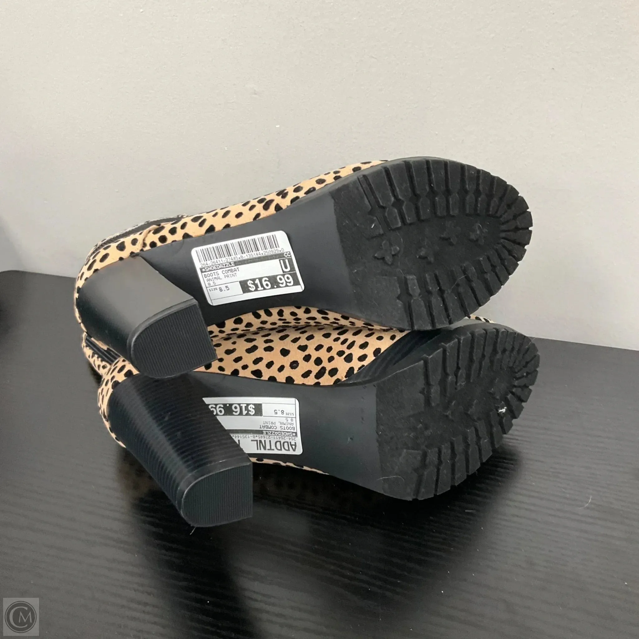 Boots Combat By Shoedazzle In Animal Print, Size: 8.5 Combat Heeled Boots