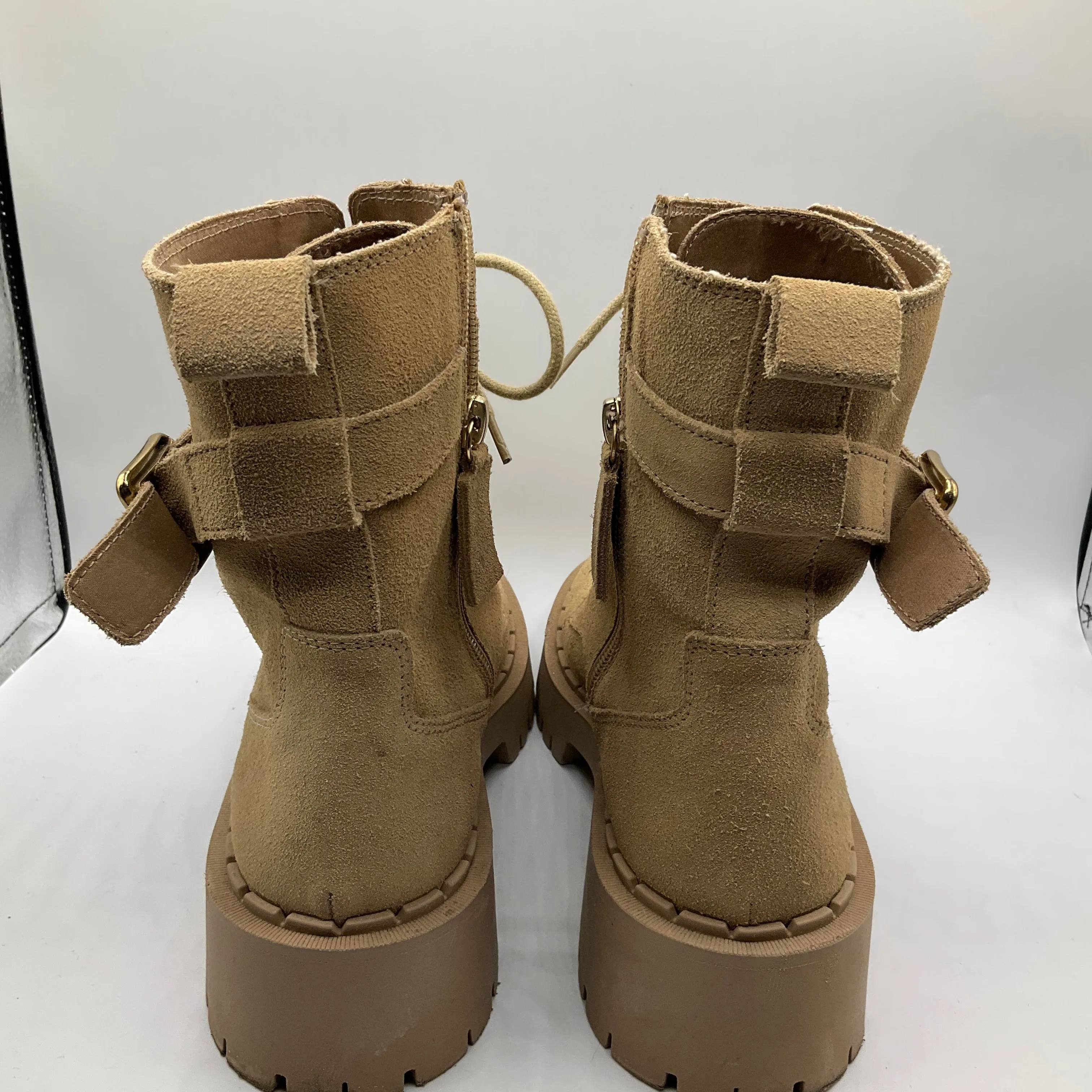 Boots Combat By Zara In Tan, Size: 7.5 Laced Combat Boots
